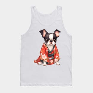 Watercolor Boston Terrier Dog in Kimono Tank Top